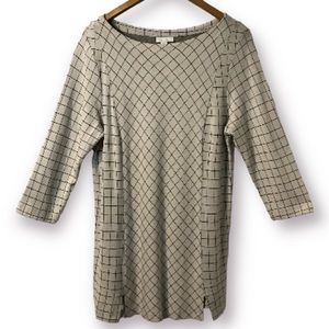 J.JILL DIAMOND PATTERNED LONG SLEEVE CREW NECK TUNIC